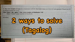 Ratio of girls to boys in a classroom word problem  Tagalog [upl. by Anidan143]