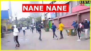 Running Battles in Nairobi CBD as Police disrupt NaneNane Protesters amidst Gen Z Maandamano Kenya [upl. by Marabelle298]