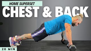 20 Min Controlled Chest and Back Workout at Home  Superset [upl. by Ranit]