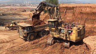 Caterpillar 6040 Excavator Loading Hitachi EH3500 Dumpers  Cabin View [upl. by Durston]