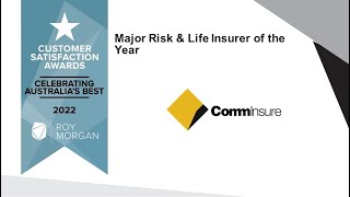 CommInsure  Major Risk amp Life Insurer of the Year Roy Morgan Customer Satisfaction Awards 2022 [upl. by Halas318]