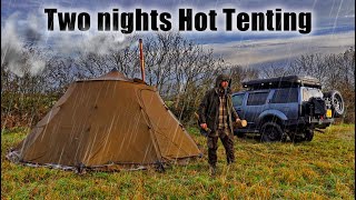 2 Nights Hot Tenting  SubZero Temps and Rain [upl. by Yetti849]