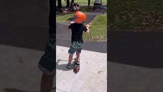 Checking out the new Pump Track 🛴 pumptrack scooter 5yearsold jumps dropdown [upl. by Ettelracs]