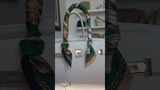 Hermes Twilly Unboxing 🍊 How to Tie a Twilly on a Birkin 35💚 birkin hermes twilly shorts [upl. by Vorfeld]