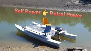 Sailing Catamaran turned motor pontoon [upl. by Torrell]