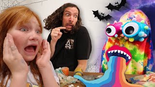 RAiNBOW GHOSTS Trick or Treat COSTUME Adley and Dad learn how to make diy rainbow ghost costumes [upl. by Randell]