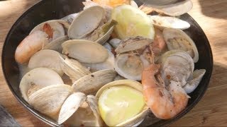 How to grill Drunken Clams and Shrimp  Recipe [upl. by Dallis]