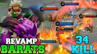 34 Kills Revamp Barats Gameplay  MLBB Barats Best Build 2023 Tutorial Guide Jungle Tank Build MLBB [upl. by Yanej668]