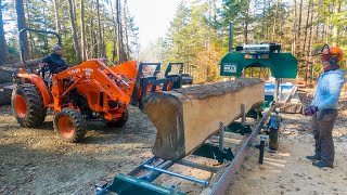 Milling a HUGE log on our HM126 sawmill [upl. by Lebasy]