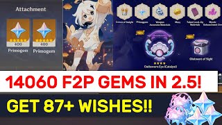 Patch 25 TOTAL F2P Primogems Report 14000 FREE Gems  Genshin Impact [upl. by Ytsirt]