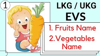 Fruits and vegetables name in english  fruits name Vegetables  lkg ukg evs class  toppo kids [upl. by Francklin]