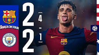 HIGHLIGHTS  FC BARCELONA 2 4  1 2 MANCHESTER CITY  USA TOUR 2024 [upl. by Adeehsar]