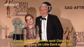 SAGnaTNT Entrevista com Claire Foy e John Lithgow [upl. by Koorb]