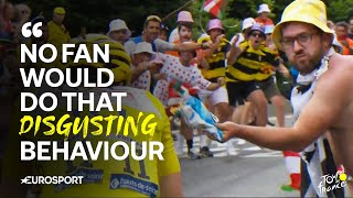 Tour de France SPECTATOR THROWS bag of CRISPS into Tadej Pogacar and Jonas Vingegaards face 😳 [upl. by Ahtiekahs781]