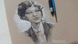 Drawing Dolores in my sketchbook with a Bic pen BookOfFaces [upl. by Aicnerolf]