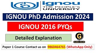 IGNOU PhD Admission 2024 IGNOU 2016 Previous Year Questions Research Methodology 1 [upl. by Stouffer490]