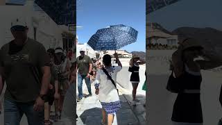 Santorini Greece🇬🇷Summer timeUmbrella is a must travel europe santorini youtubeshorts [upl. by Mirak]