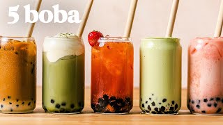 BOBA 5 Ways Favorite BOBA  BUBBLE TEA Recipes You Gotta Try [upl. by Enaud879]