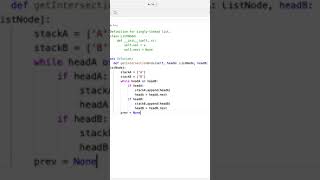 Leetcode 160 Intersection of Two Linked Lists coding python programming code windows exam [upl. by Carola381]
