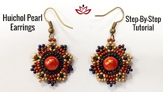 Huichol Retro Beaded Earrings  Tutorial How to make beaded earrings [upl. by Akinert443]