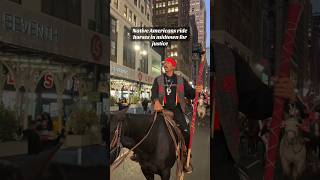 Lakota and Muwekma Ohlone Tribe Horse Ride Through NYC to Protest [upl. by Wimsatt]