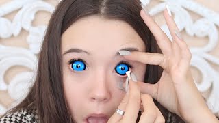 Putting In 4 HUGE Sclera Color Contacts For The First Time Tips for you too  Fiona Frills [upl. by Giguere]