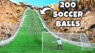 200 Soccer Balls Vs Goalie at Olympic Ski Jump [upl. by Ley]