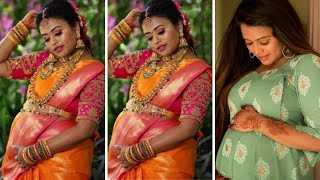 Serial Actress Farina 7 months Traditional vs Modern Baby Bumps Photoshoot  Farina pregnancy [upl. by Flory]