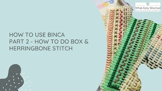 How to sew with binca  Part 2 how to sew herringbone and box stitch on binca [upl. by Eitsim]