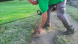 How To Edge Overgrown Sidewalks with a Trimmer [upl. by Dnumsed]