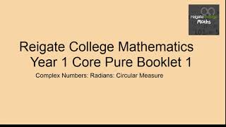 Further Maths Core Pure Booklet 1 Radians p7 [upl. by Marjana]