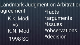 KK Modi vs KN Modi Landmark case for arbitration agreement [upl. by Kcirdnekal]