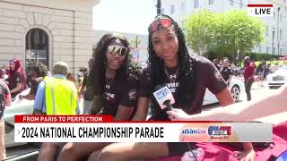 Gamecocks Khadijah Sessions Bree Hall and Sania Feagin chat during National Championship parade [upl. by Ebert]