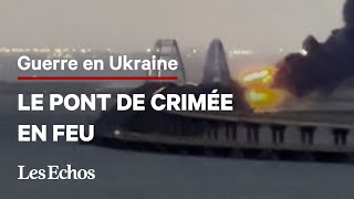 Le pont de Kertch reliant la Crimée à la Russie touché par un incendie [upl. by Jens]