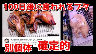 100日後に食われるブタ 別個体だということが確定的！！ 100日目 プレミア動画が削除 スーパーで買った豚の可能性 Eaten Pig after 100 days きくちゆうき ひろゆき [upl. by Nolos]