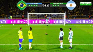 Neymar ● Pele vs Maradona ● Messi  Penalty Shootout  Brazil vs Argentina  eFootball PES Gameplay [upl. by Booze]