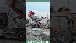 Best working day 1591 The process of unloading stone blocks with a forklift truck [upl. by Kallman]