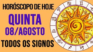 HORÓSCOPO DE HOJE  QUINTA  DIA 08082024  Todos os Signos AMOR TRABALHO E DINHEIRO [upl. by Arimahs]