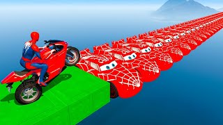 الأبطال الخارقين على دراجة نارية  Superheroes on a motorcycle ride on the Spider Mcqueen bridge GTA [upl. by Tanberg]