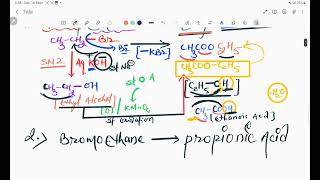 ConVerSion ॥ Bromo  Ethane To Ethyl Acetate ॥ Bromo  Ethane To Propionoic Acid [upl. by Anhsirk889]