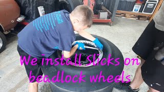 lnstall Slicks on Beadlock Wheels so easy a 7yr old can do it [upl. by Ahsiemat]