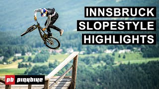 Insane Slopestyle Riding  Highlights from Slopestyle at Crankworx Innsbruck 2021 [upl. by Htebyram198]