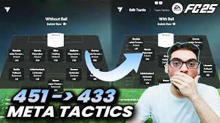 INSANE 451 TO 433 BEST META FORMATION AND CUSTOM TACTICS IN FC 25 ULTIMATE TEAM [upl. by Ozan]