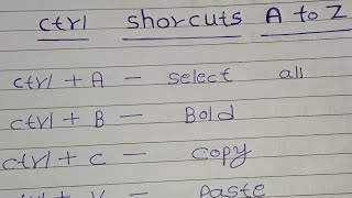 ctrl shortcut key A to Z 🗝️ shorts arpittechnonlogy shortcutkeys shortvideo [upl. by Leirraj]