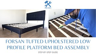 Forsan Tufted Upholstered Low Profile Platform Bed Assembly  How to Assemble A Platform Bed [upl. by Asetal219]