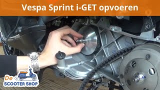 Vespa SprintPrimavera iGET 25km opvoeren  40 kmu  Rollerbank  Montagevideo  De Scooter Shop [upl. by Stichter]