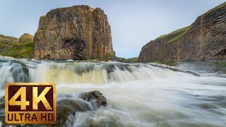 4K Waterfall  5 Hours Running Water White Noise  Nature Relaxation Video  Palouse Falls [upl. by Hersh233]