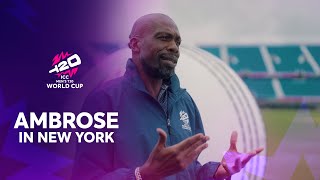 Curtly Ambrose visits Nassau County International Cricket Stadium in New York  T20WC 2024 [upl. by Hairacaz]