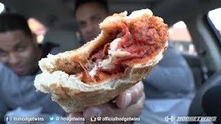 Eating Pot Belly Pizza amp Meatball Sandwich hodgetwins [upl. by Aynik772]