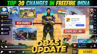 Top 30 Changes in Free Fire India🥳Old PeakOB45 Update Free Fire  Free Fire New EventFf New Event [upl. by Balling268]